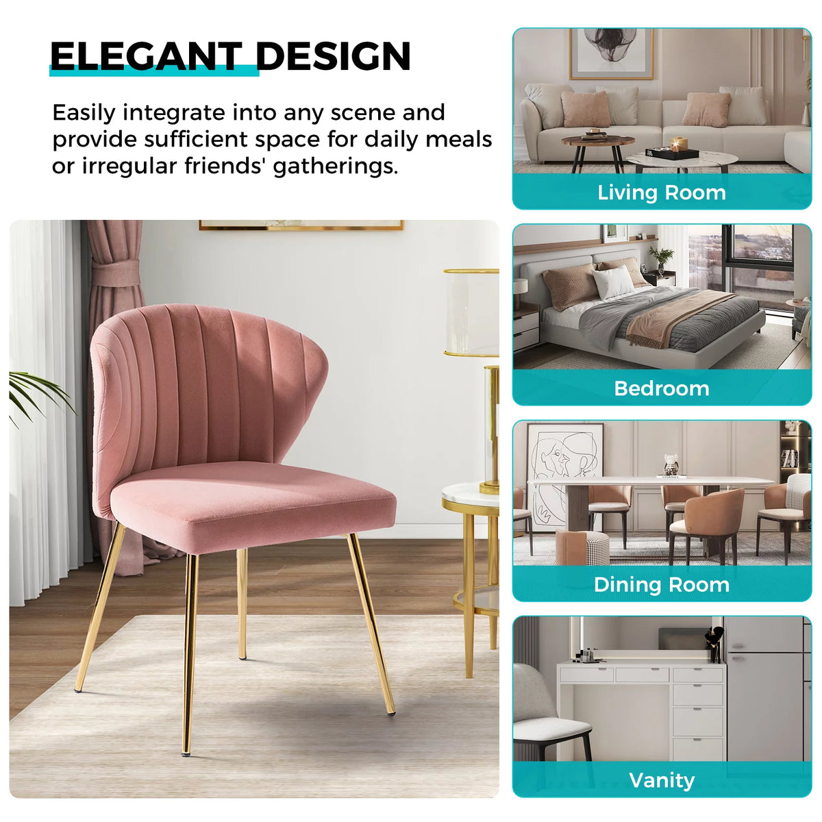Pink Velvet Upholstered Accent Side Chair O829
