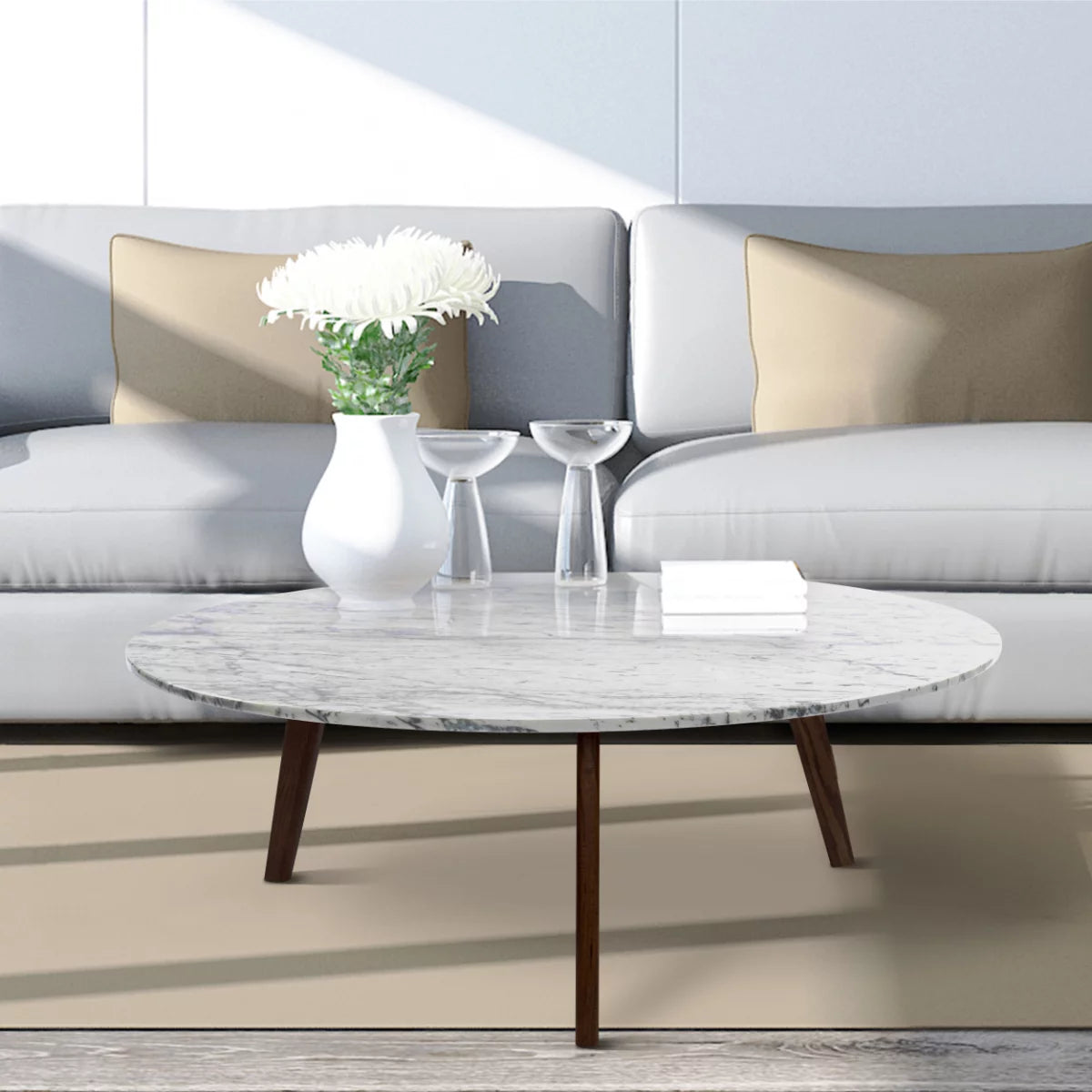 White Round Marble Coffee Table Z578248