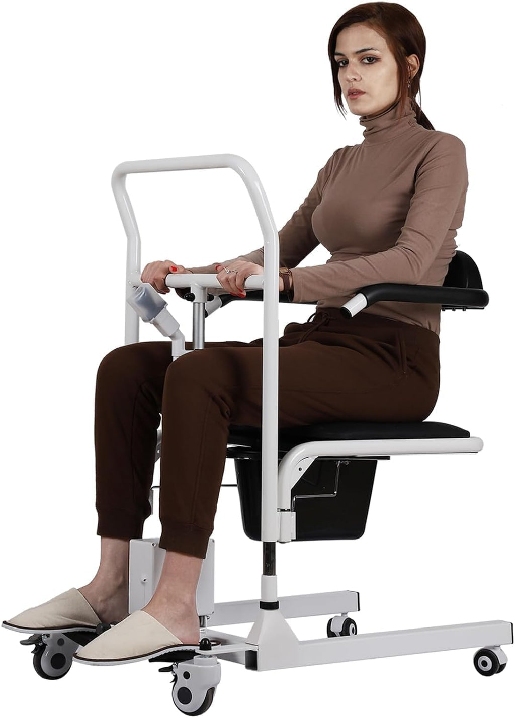 Electric Patient Lift Transfer Chair with 180° Split Seat and Bedpan J337