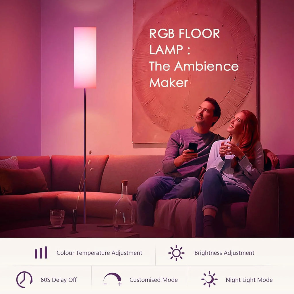 RGB Smart LED Floor Lamp with White Lampshade F557