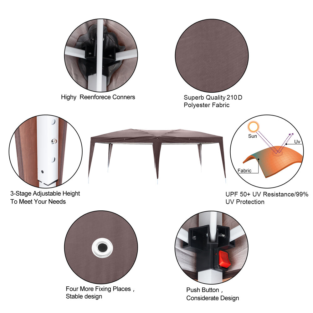 Dark Coffee Pop Up Tent with Two Windows F338236