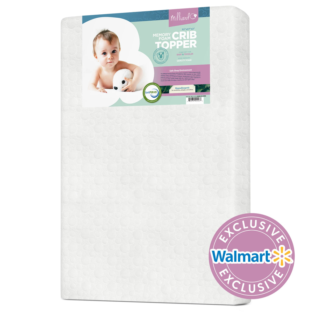 2 Ventilated Memory Foam Crib and Toddler Mattress Topper with Waterproof Cotton Cover N917