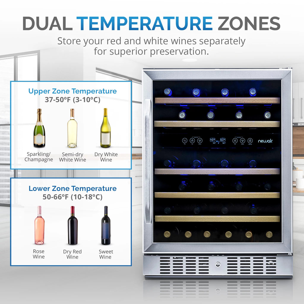 46-Bottle Dual-Zone Stainless Steel Wine Refrigerator U49766
