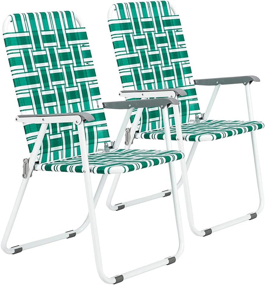 Set of 2 Blue Folding Lawn Chair T834501