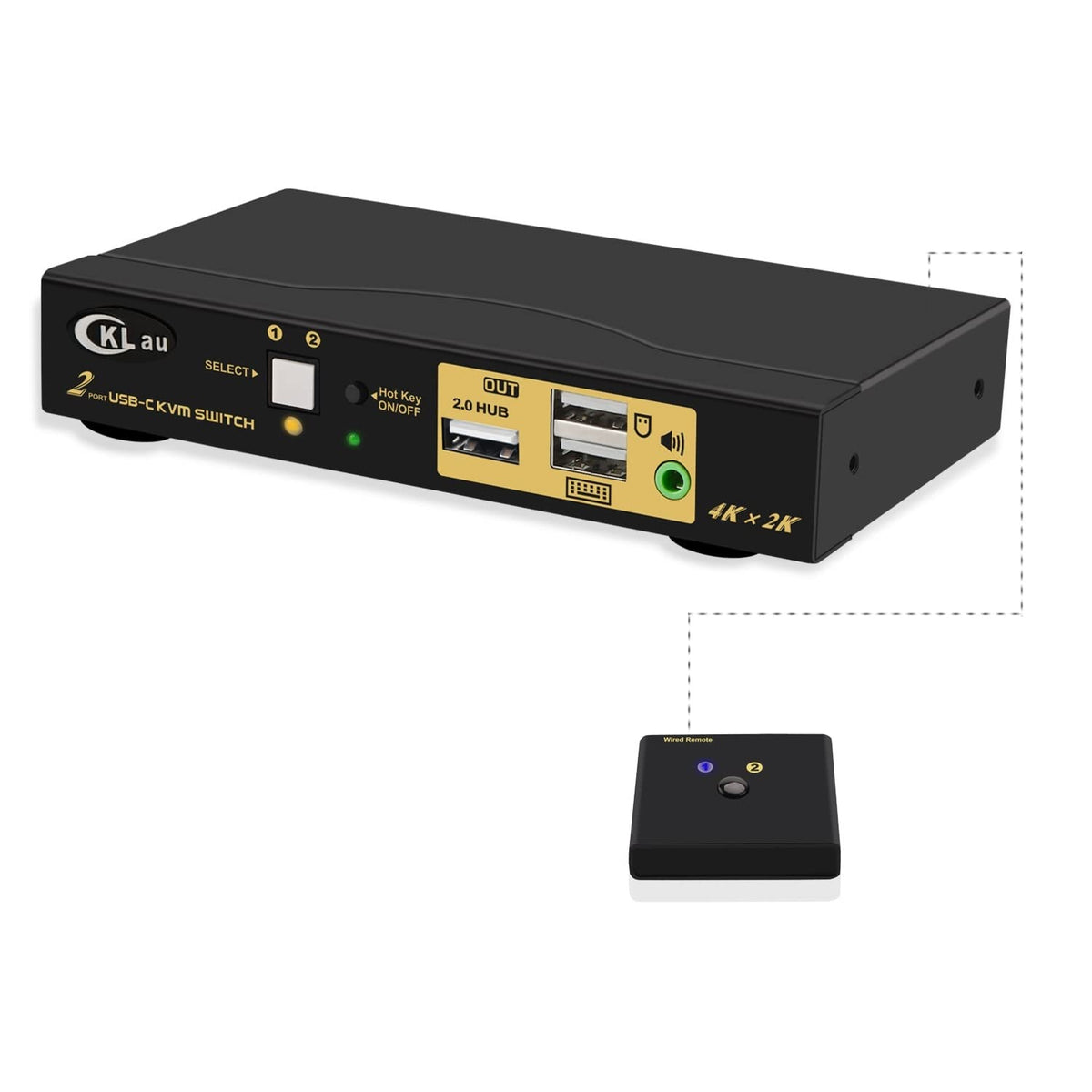 USB-C 4K@60Hz 2 in 1 Out KVM Switch with Audio and USB 2.0 Hub Q859
