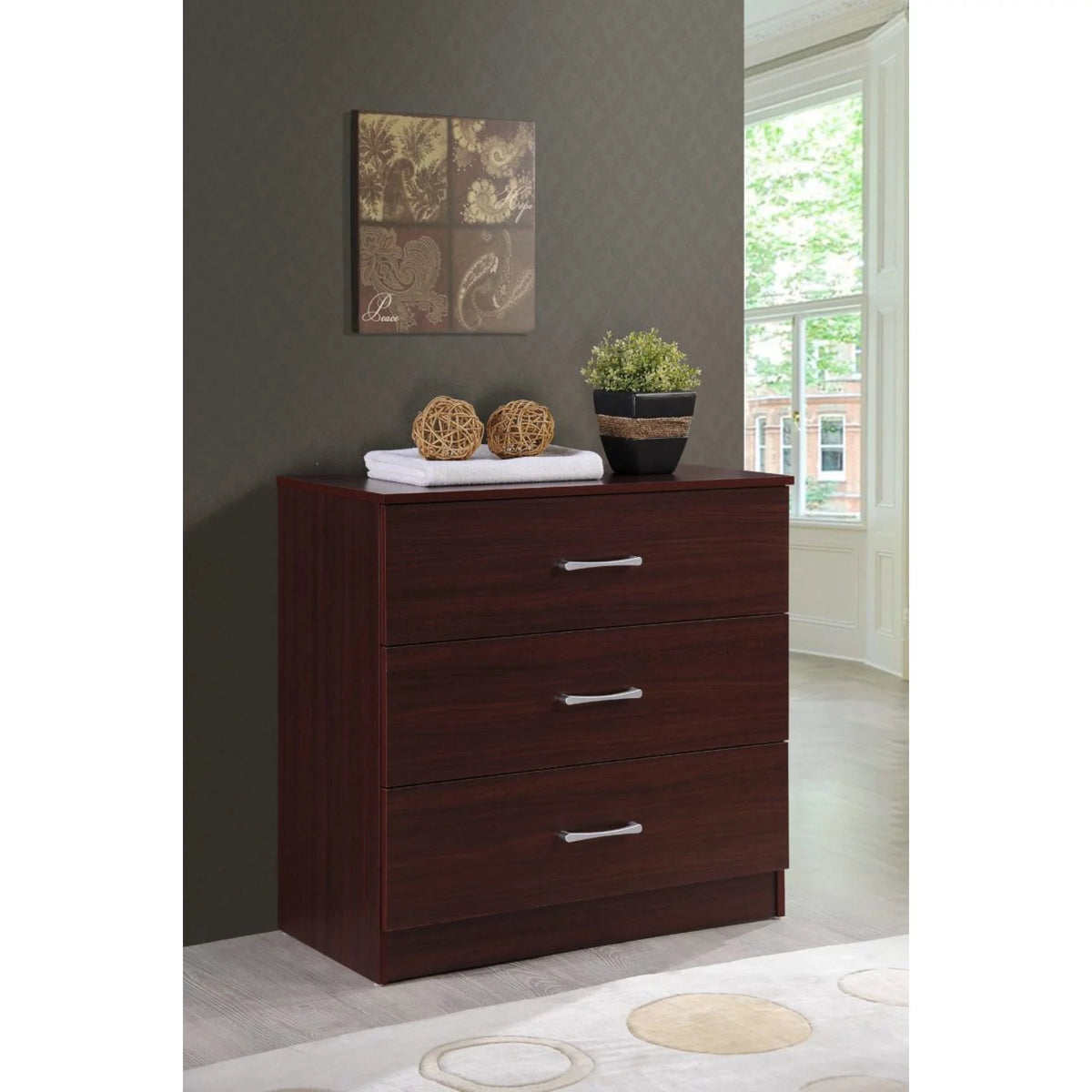 Mahogany Brown 3 Storage Drawers Bedroom Chest B452371