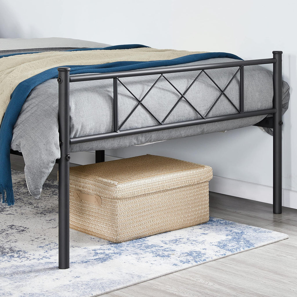 Black Twin Metal Platform Bed Frame with Headboard and Footboard T128