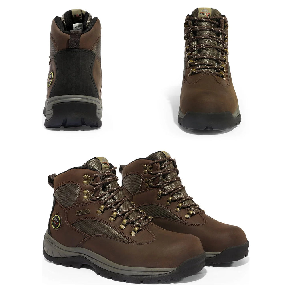 Waterproof Steel Toe Work Boots BROWN Size 8 H9096