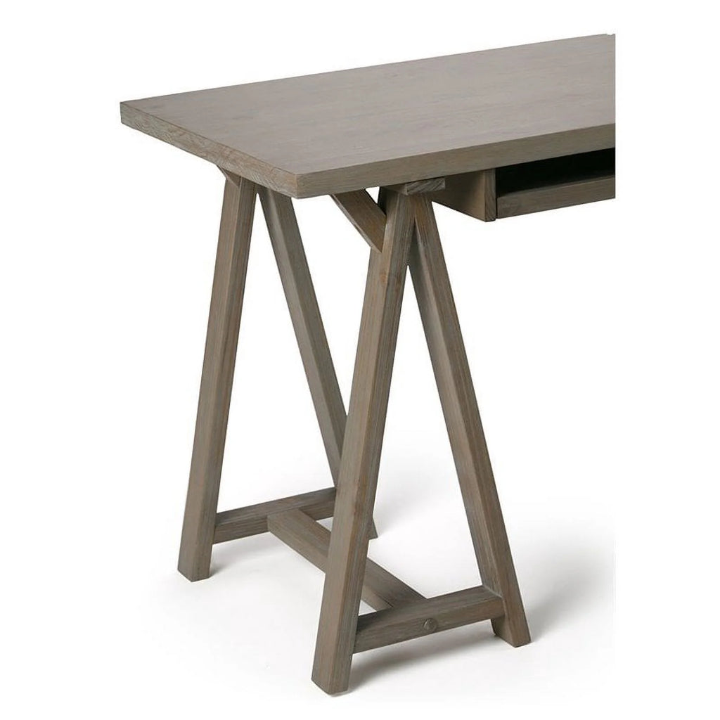 Rustic Solid Wood Computer Desk in Distressed Gray E14796