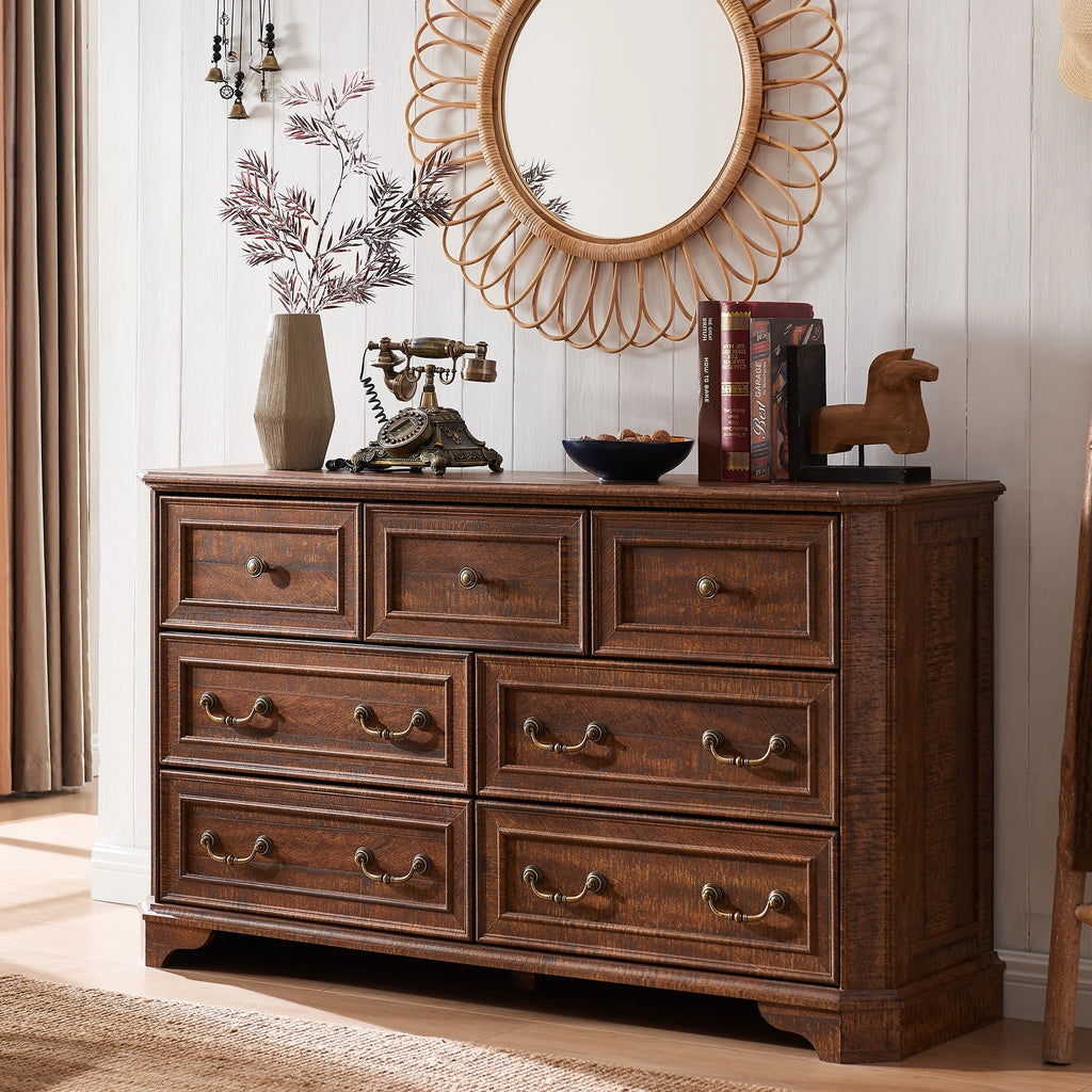 Brown 7 Drawer Wood Dresser G8930