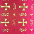 Metallic Clerical Church Cross Brocade Fabric 60 inch Wide 100% Polyester (Fuchsia / Gold) (10 O751779