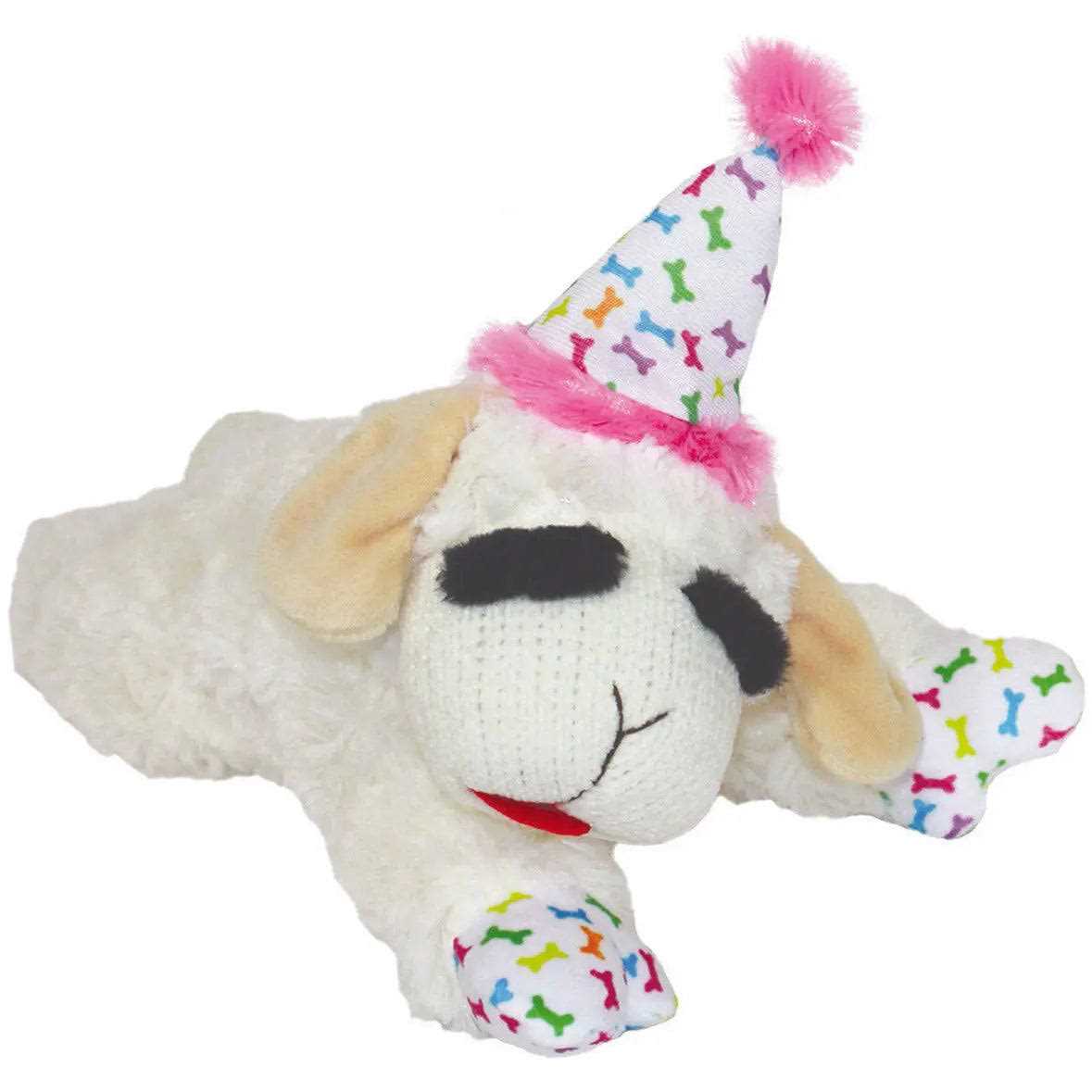Lamb Chop Dog Toy with Birthday Hat V3813