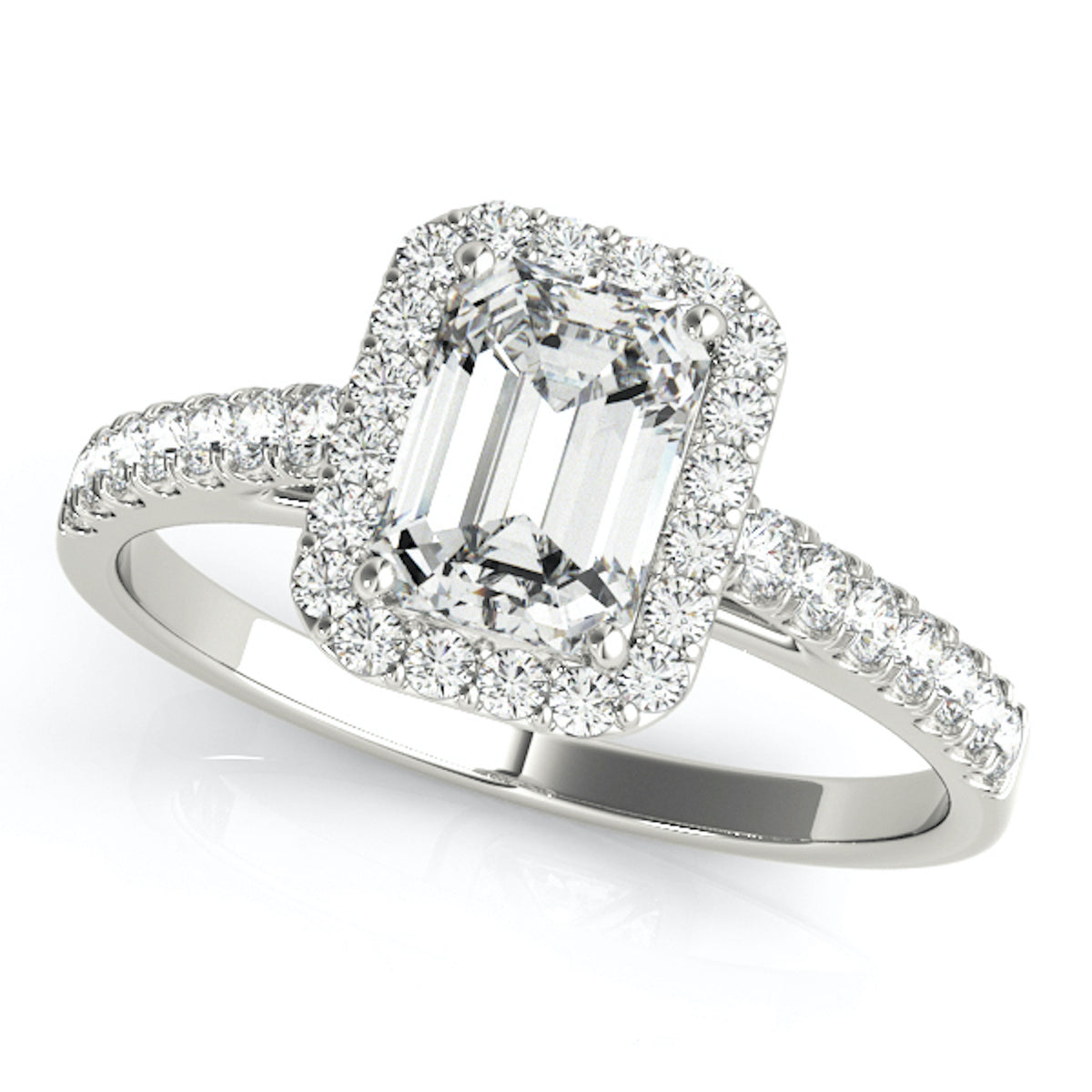 14K White Gold Halo Engagement Ring F9177