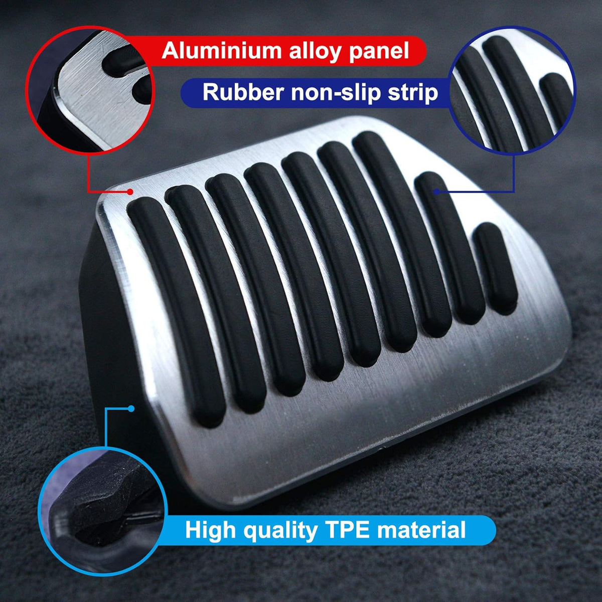 Non-Slip Aluminum Gas Brake Pedal Covers, 2Pcs H314135