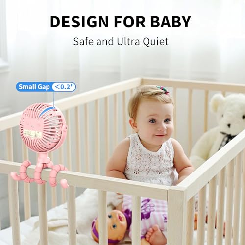 Battery Operated Stroller Fan Clip On Fan 3 Speeds Black D792158