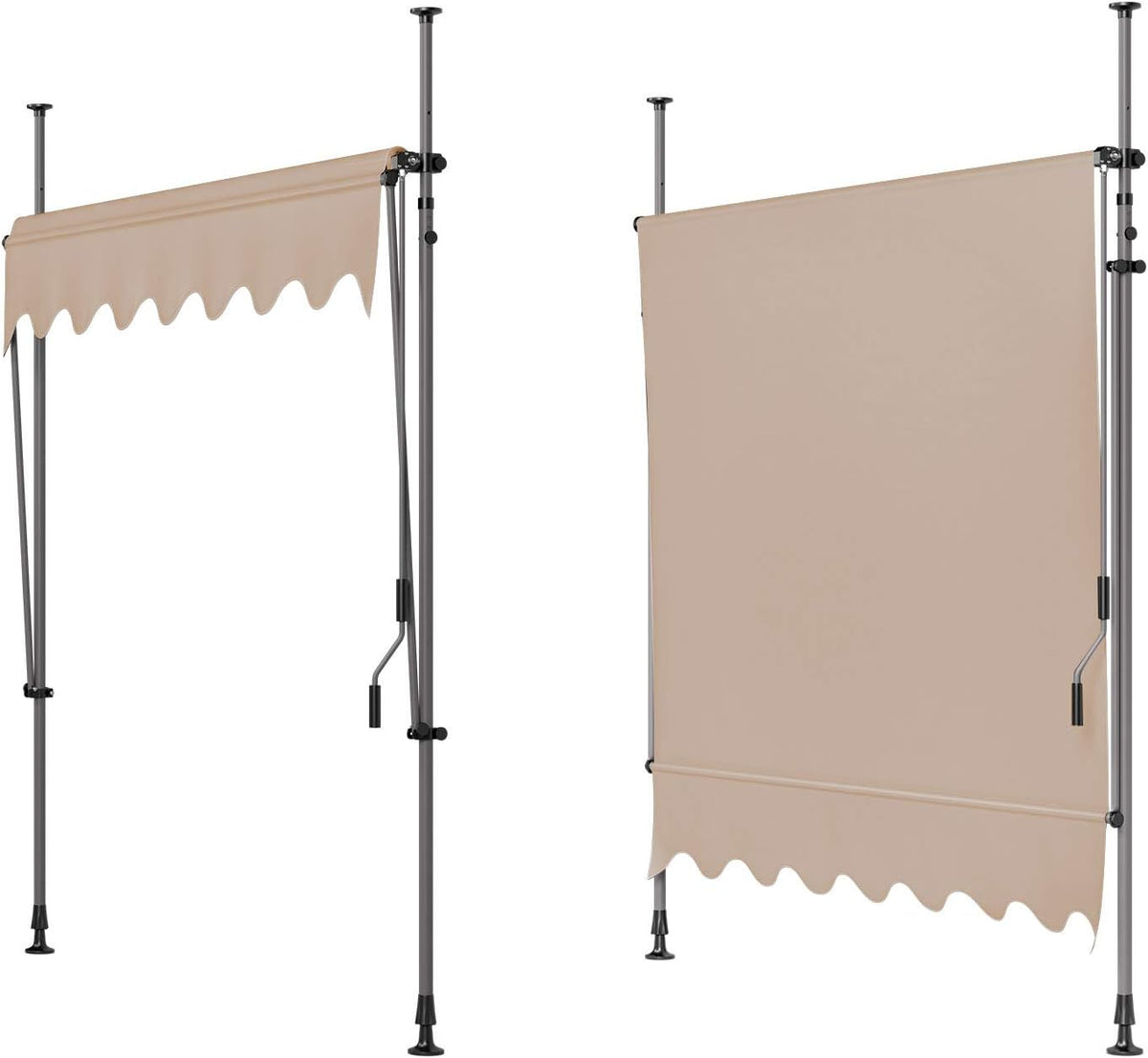 Khaki Retractable Patio Awning with Hand Crank M44077