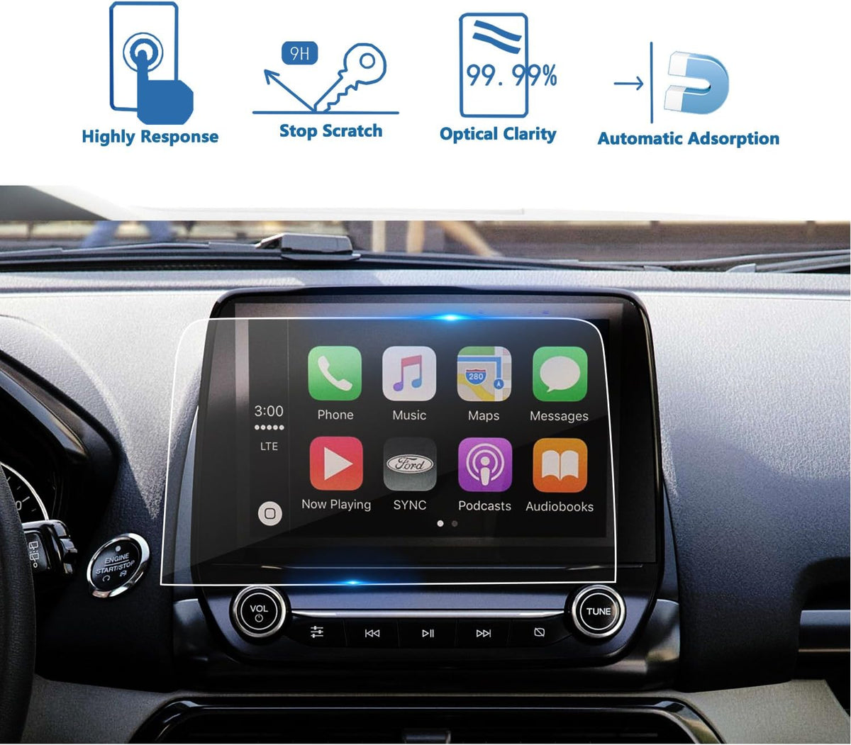 8 Inch Tempered Glass Car Navigation Screen Protector P300