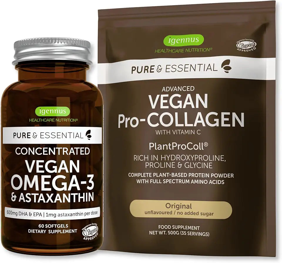 Vegan Collagen Peptide Protein Powder & Vegan Omega 3 Bundle V4906
