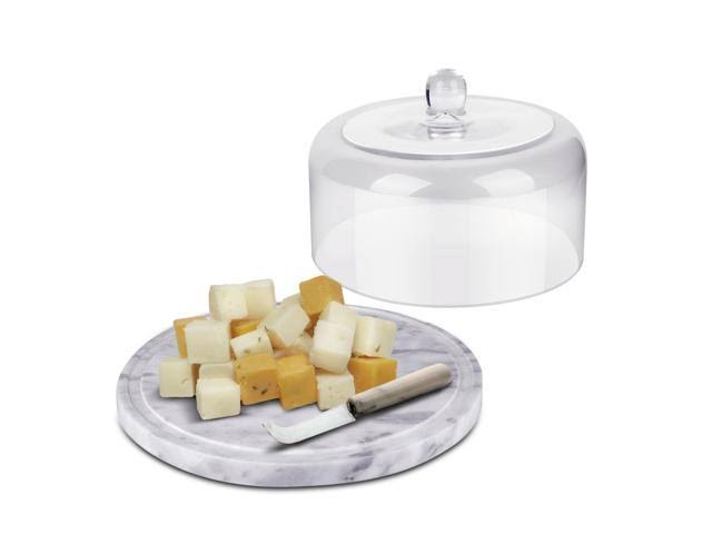 Marble Cake Stand Base with Glass Cover Dome S408739