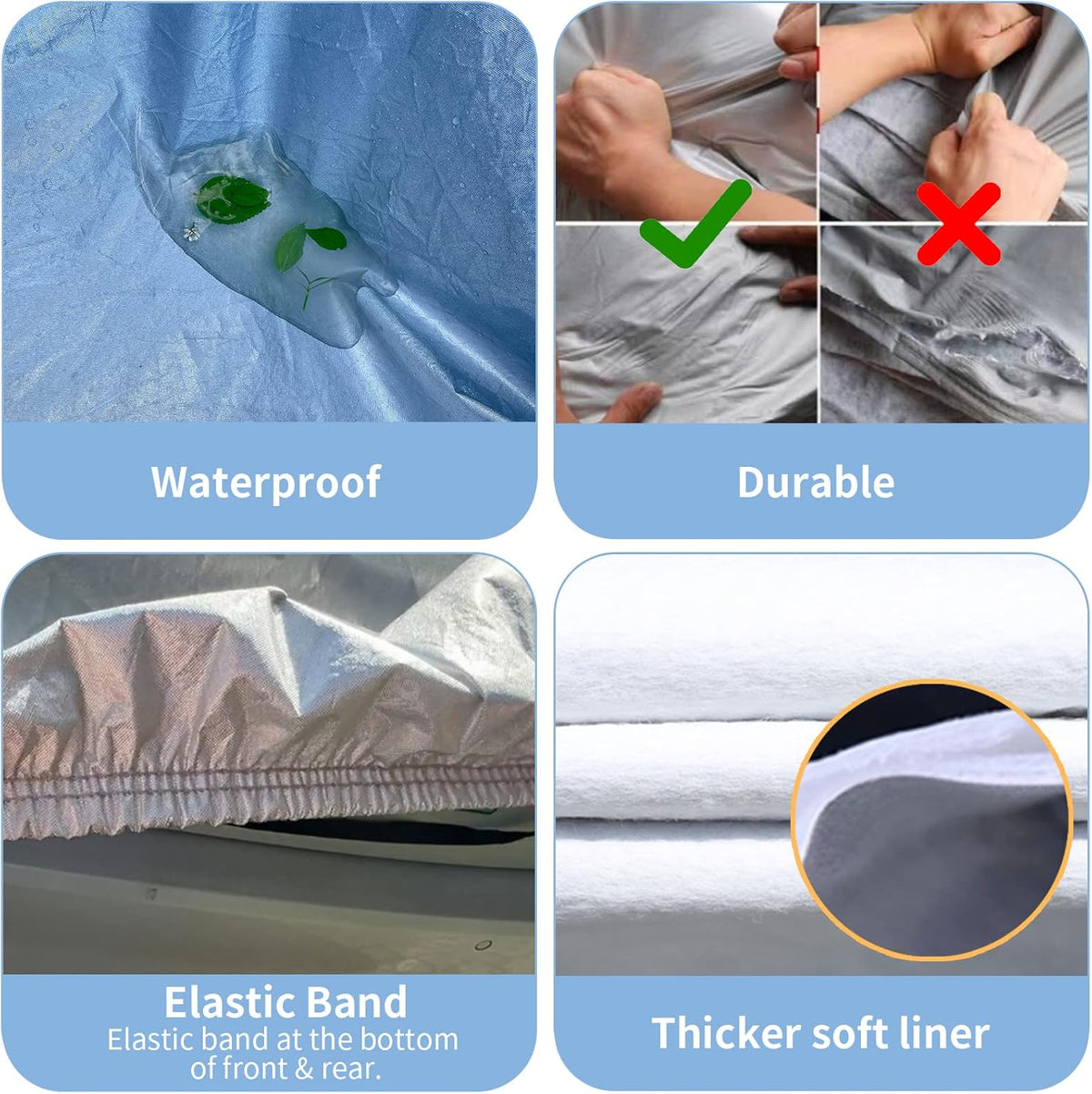 6 Layers SUV Car Cover Waterproof with Zipper Cotton N9158