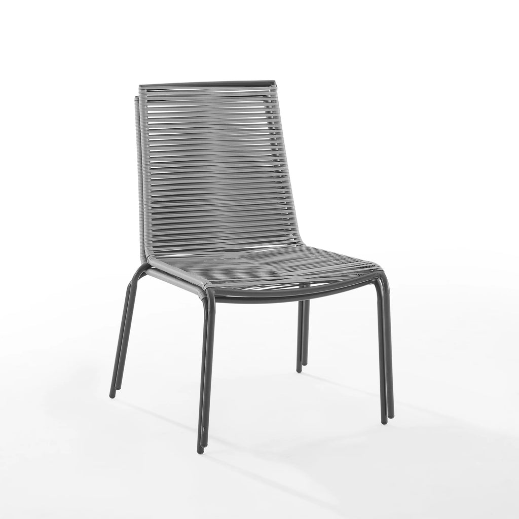 Gray Wicker Rattan Stackable Chair Set of 2 B521