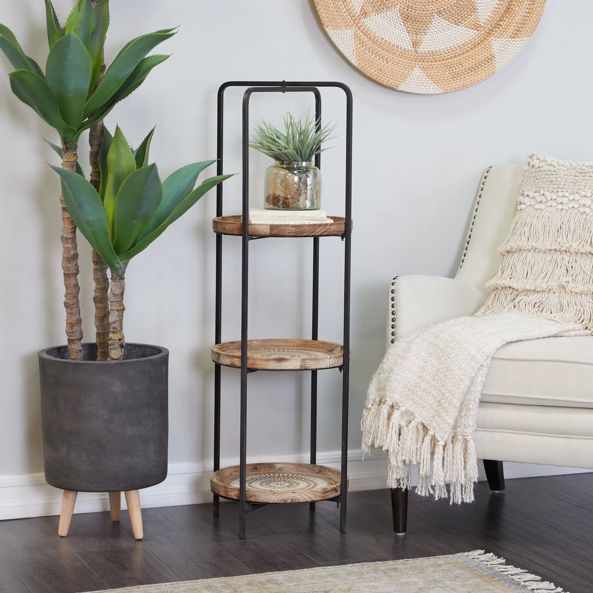 Brown Wood 3-Tier Shelving Unit Z9971