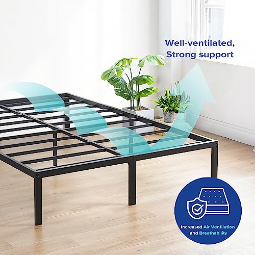 18 Inch Heavy Duty Steel Slat Anti-Slip Platform Bed Frame, Black, Full Size R83029