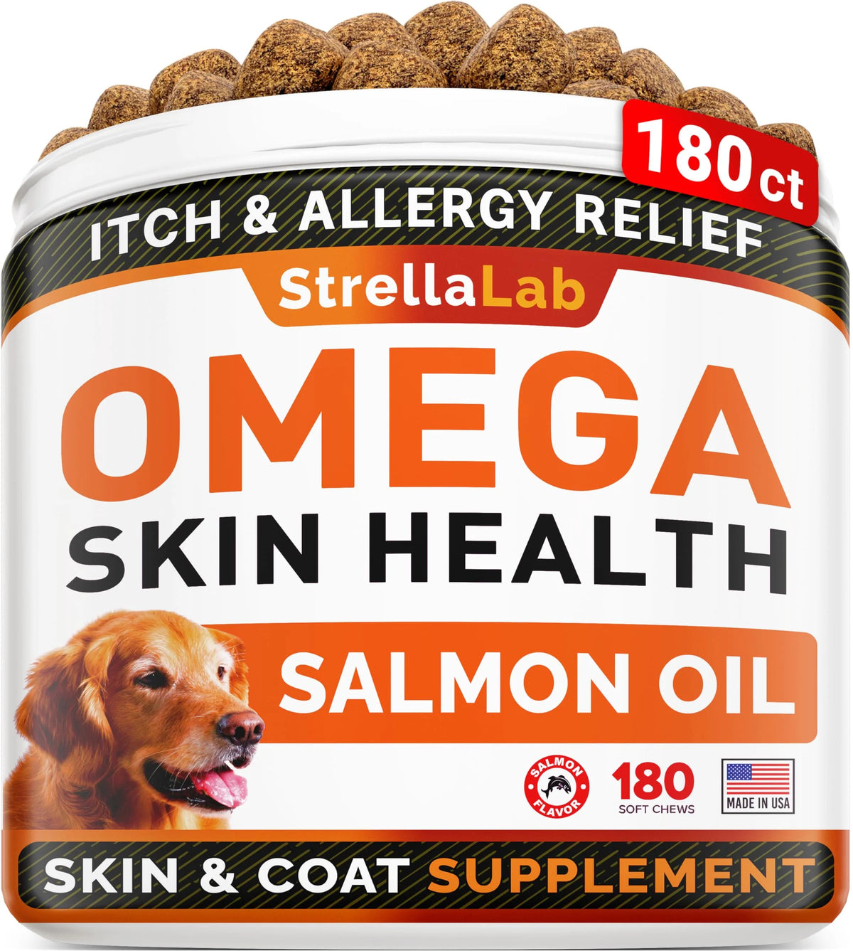 Omega 3 Fish Oil Dog Chews 180Ct Salmon Flavor L7866