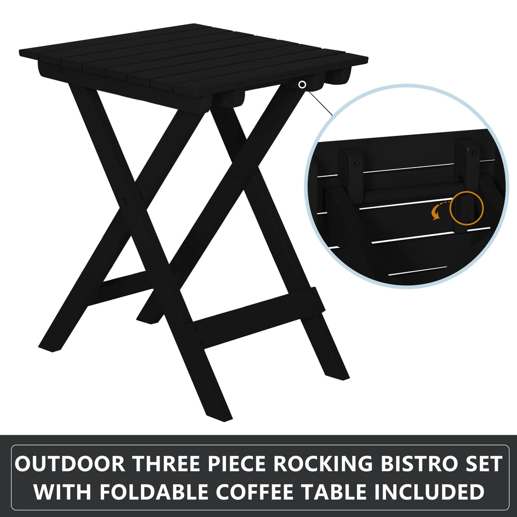 Black Wood Rocking Chair Set of 3 with Foldable Table N23580