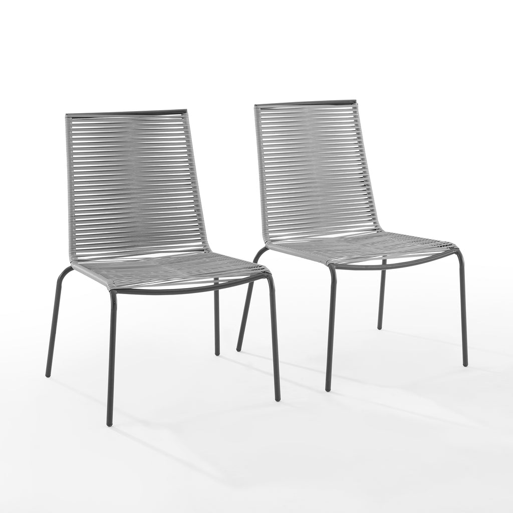 Gray Wicker Rattan Stackable Chair Set of 2 B521