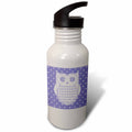 Purple Polka Dot Owl 21 oz Sports Water Bottle W25125