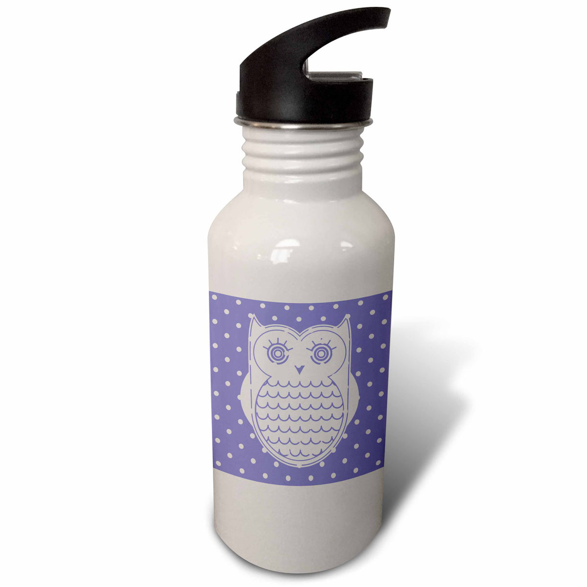 Purple Polka Dot Owl 21 oz Sports Water Bottle W25125
