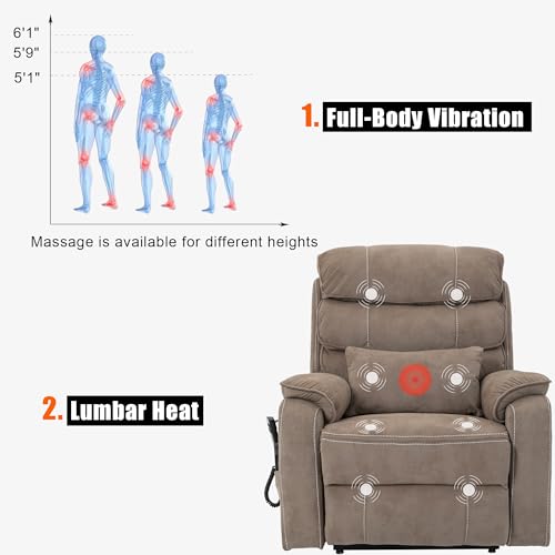 4 Motor Power Lift Recliner Chair with Massage Heat J83895