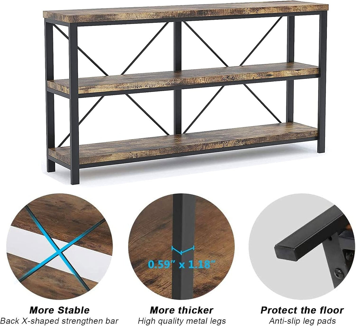 Rustic 3-Tier Console Sofa Table M99050