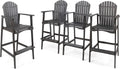 Dark Grey Acacia Wood Adirondack Barstools 4 Pcs Set J464879