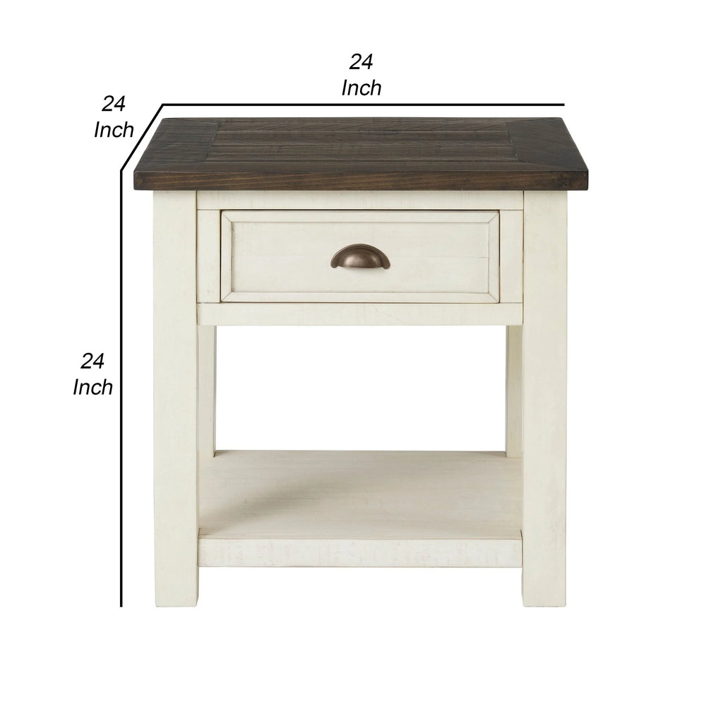 24 Inch End Table with Drawer and Shelf U24822