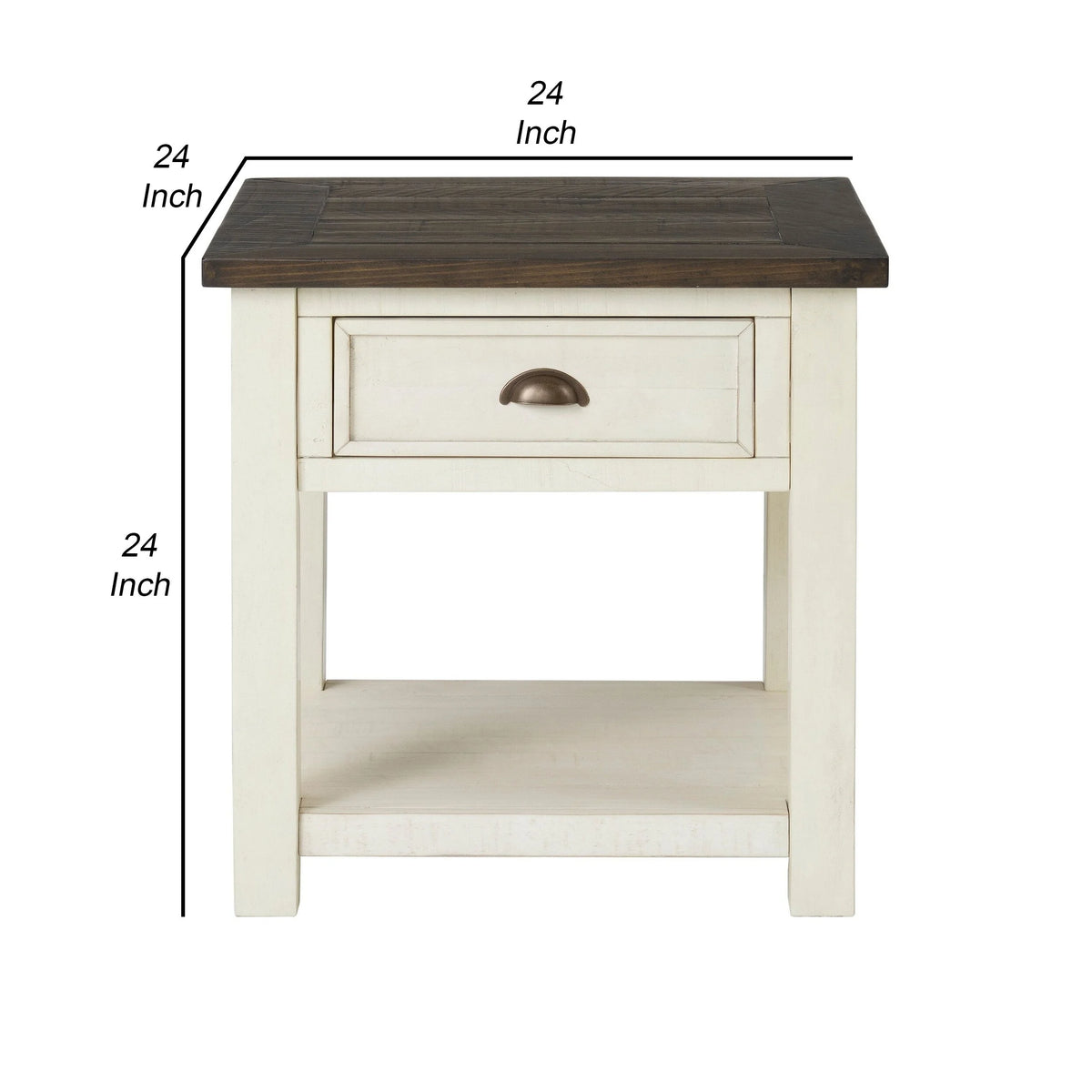 24 Inch End Table with Drawer and Shelf U24822
