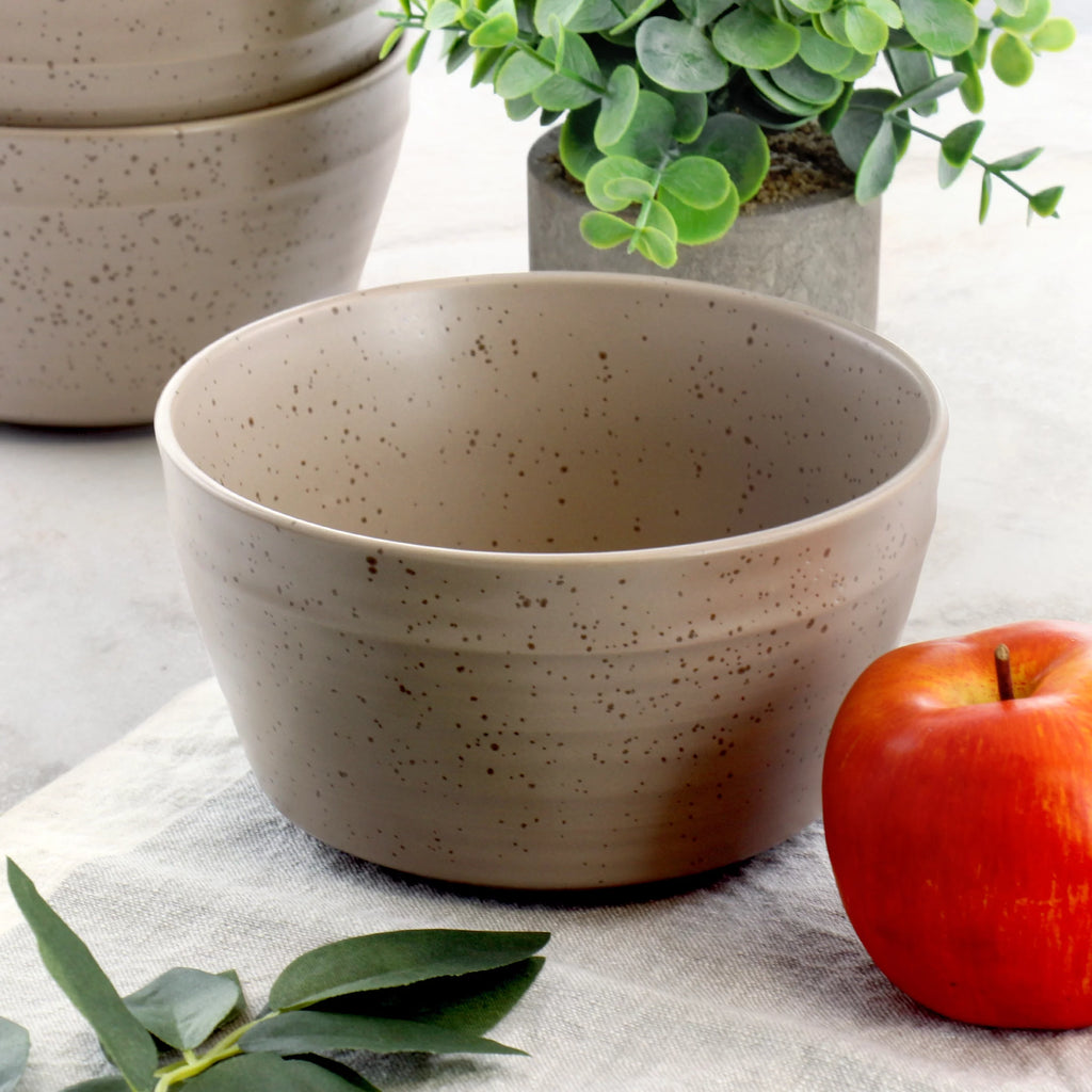 6 Piece 6 Inch Round Stoneware Bowl Set in Mocha T844