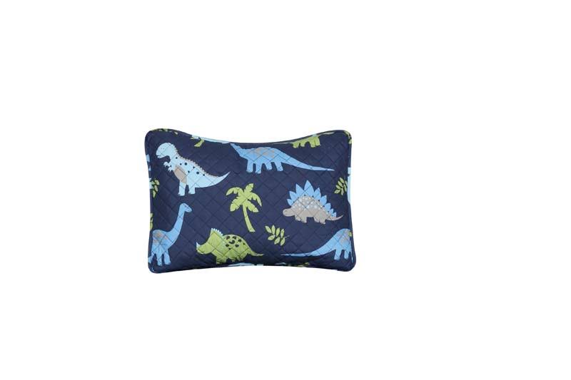Full Size 8 Pieces Reversible Blue and Lime Green Dinosaur Microfiber Kids Comforter with Sheets P82284