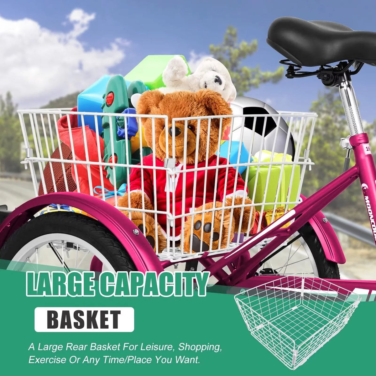 7 Speed Three Wheel Bike Cruiser Trike with Low-Step Through Frame X213