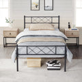 Black Twin Metal Platform Bed Frame with Headboard and Footboard T128