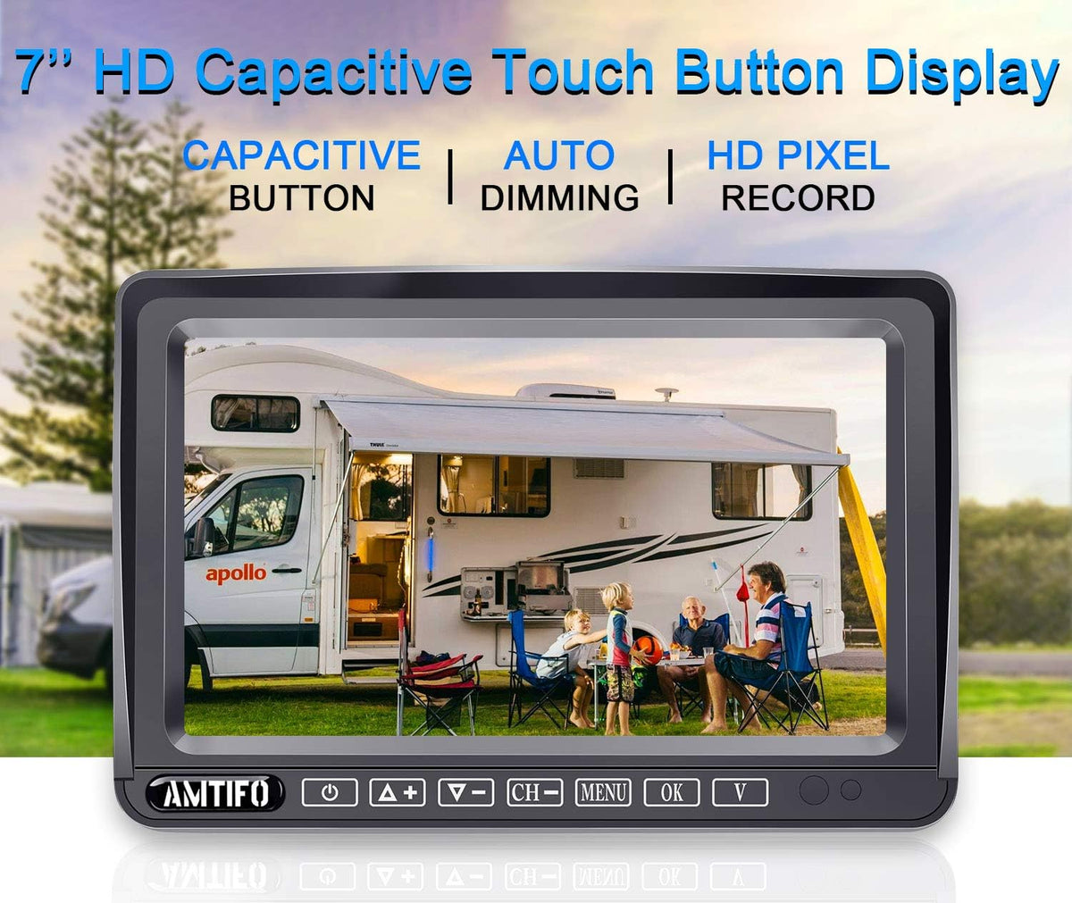 Wireless 7 Inch HD 1080P Backup Camera System with DVR Monitor F40344