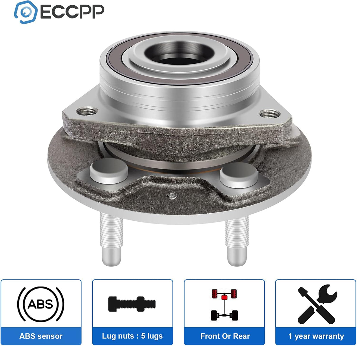 2PCS Wheel Bearing and Hub Assembly 5 Lugs W/ABS Y793