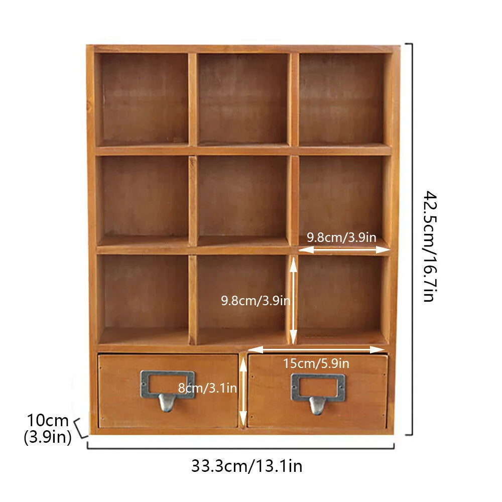 9 Cube Vintage Wooden Storage Shelf Organizer C972020