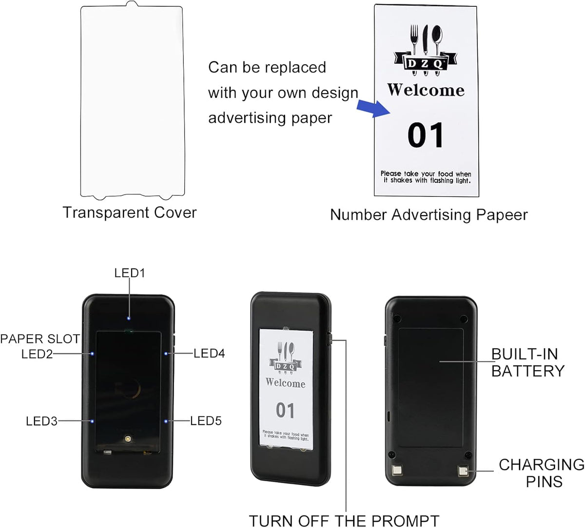 Wireless Calling System with 16 Pagers Z68188