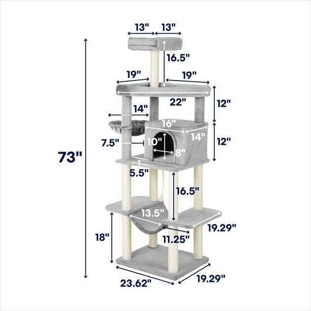 73-in Cat Tree with Hammock Condo Top Perch and Bed B9911