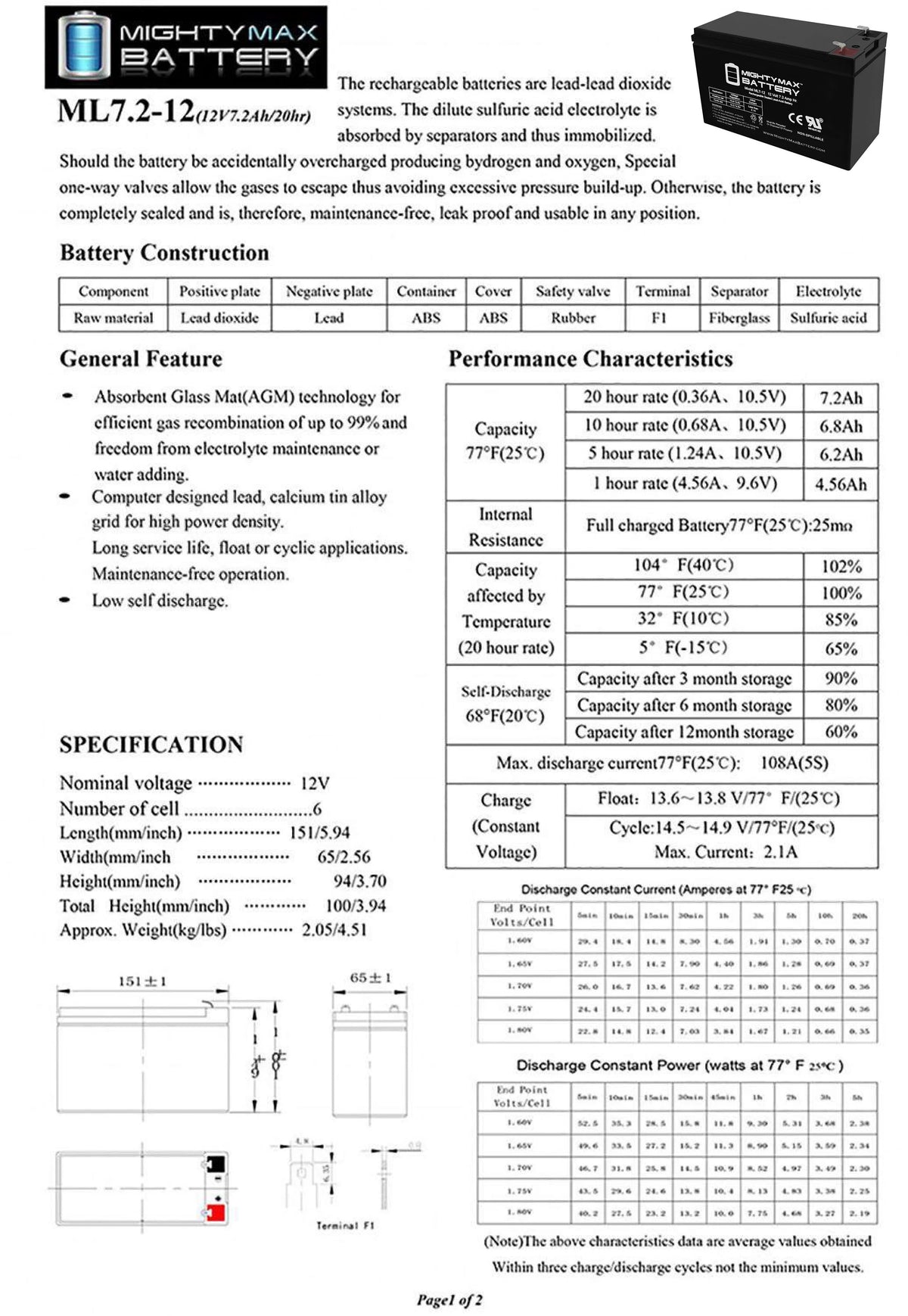 12V 7Ah Battery G23899