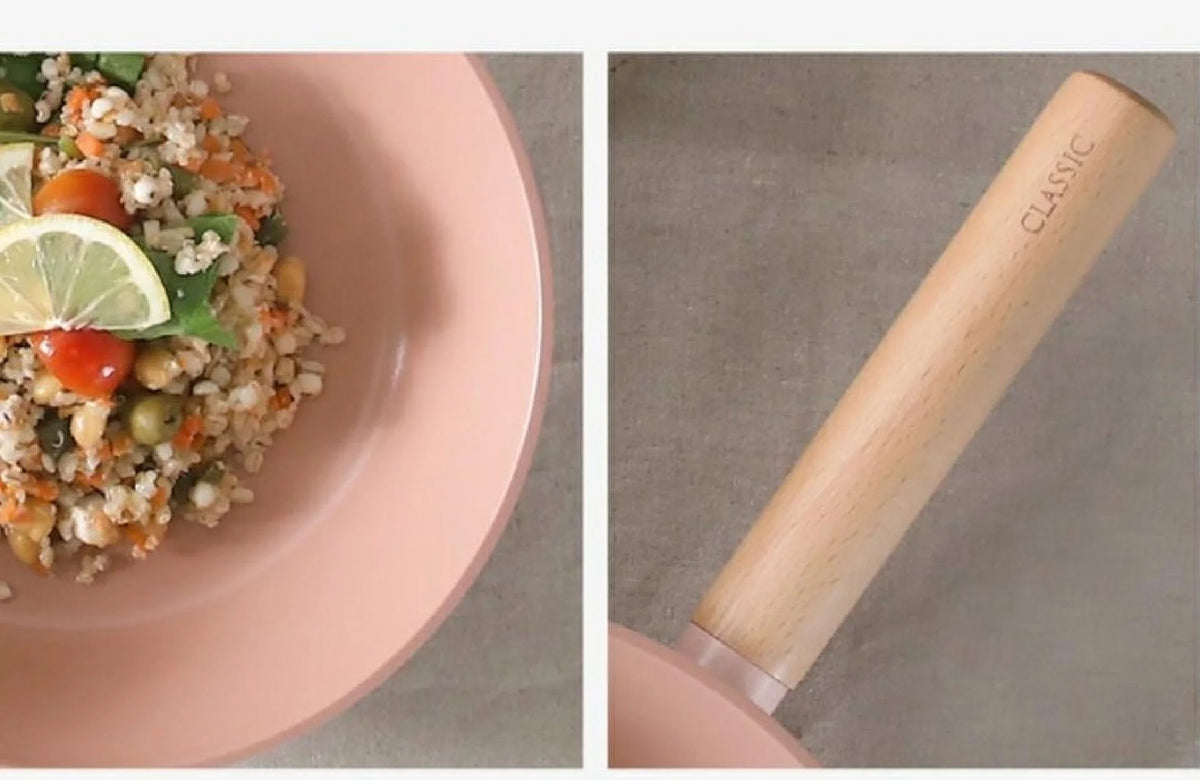 11" Nonstick Pink Wok with Wood Handle U693