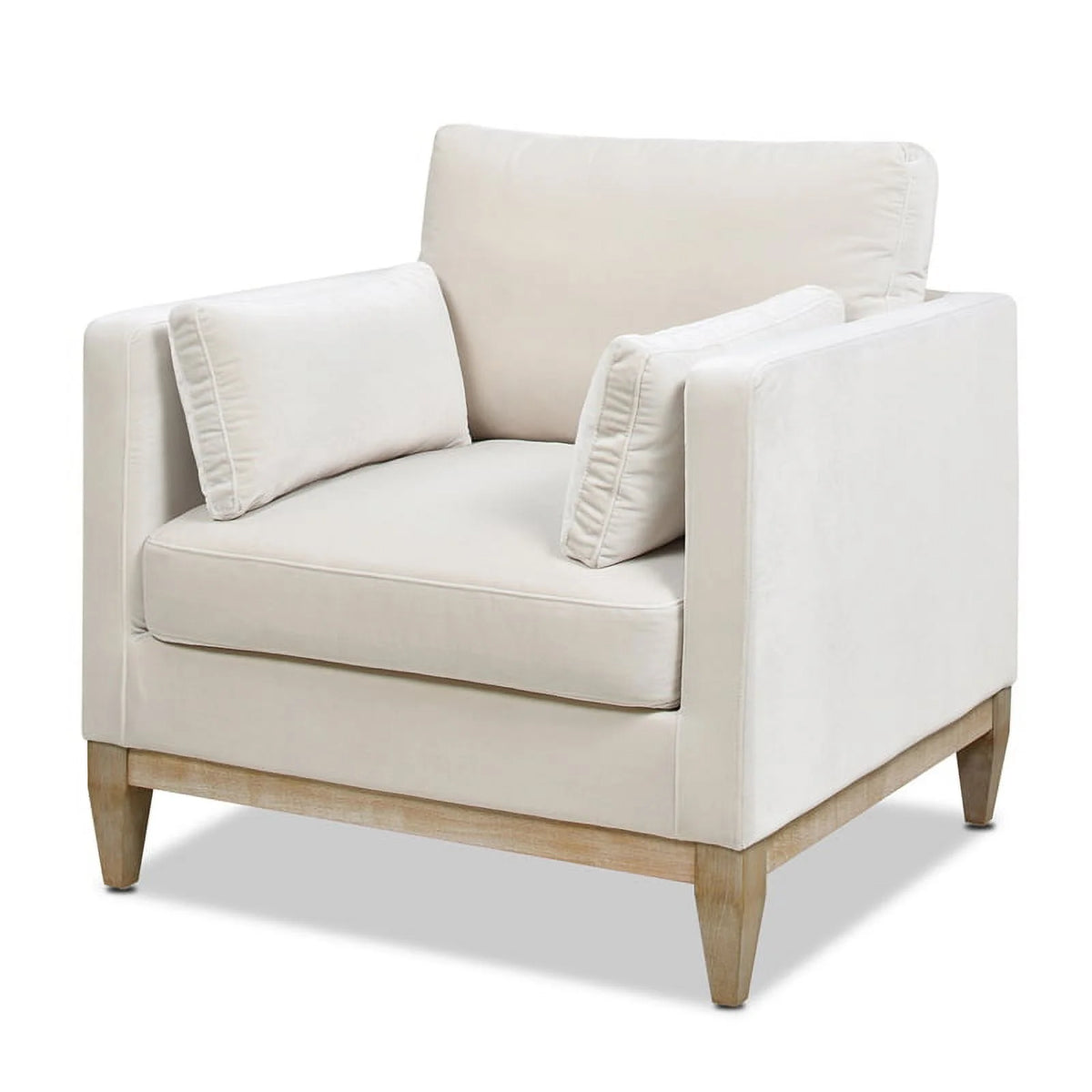 Beige Velvet 3 Piece Arm Chair & Sofa Set P8608