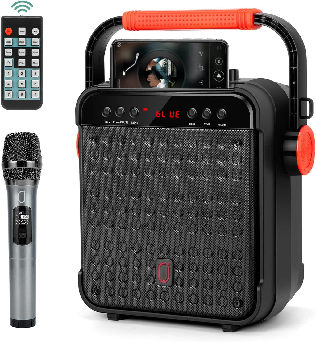 Portable Karaoke Machine with Wireless Microphone, Bluetooth PA System with TWS, AUX in, TF Card, USB N494